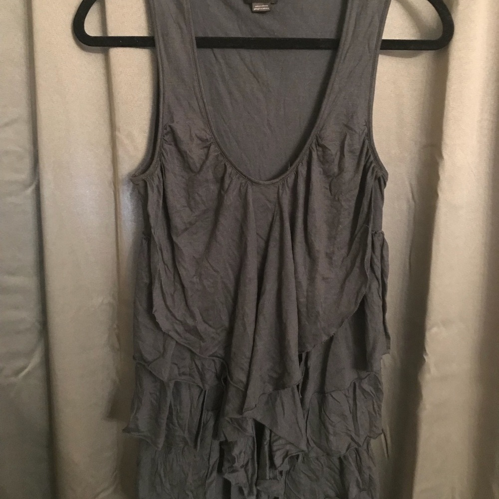 Deletta : Grey Tank with Ruffles Front
